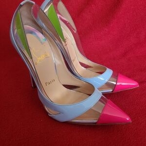 Christian Louboutin Women's Pink and Blue Heels